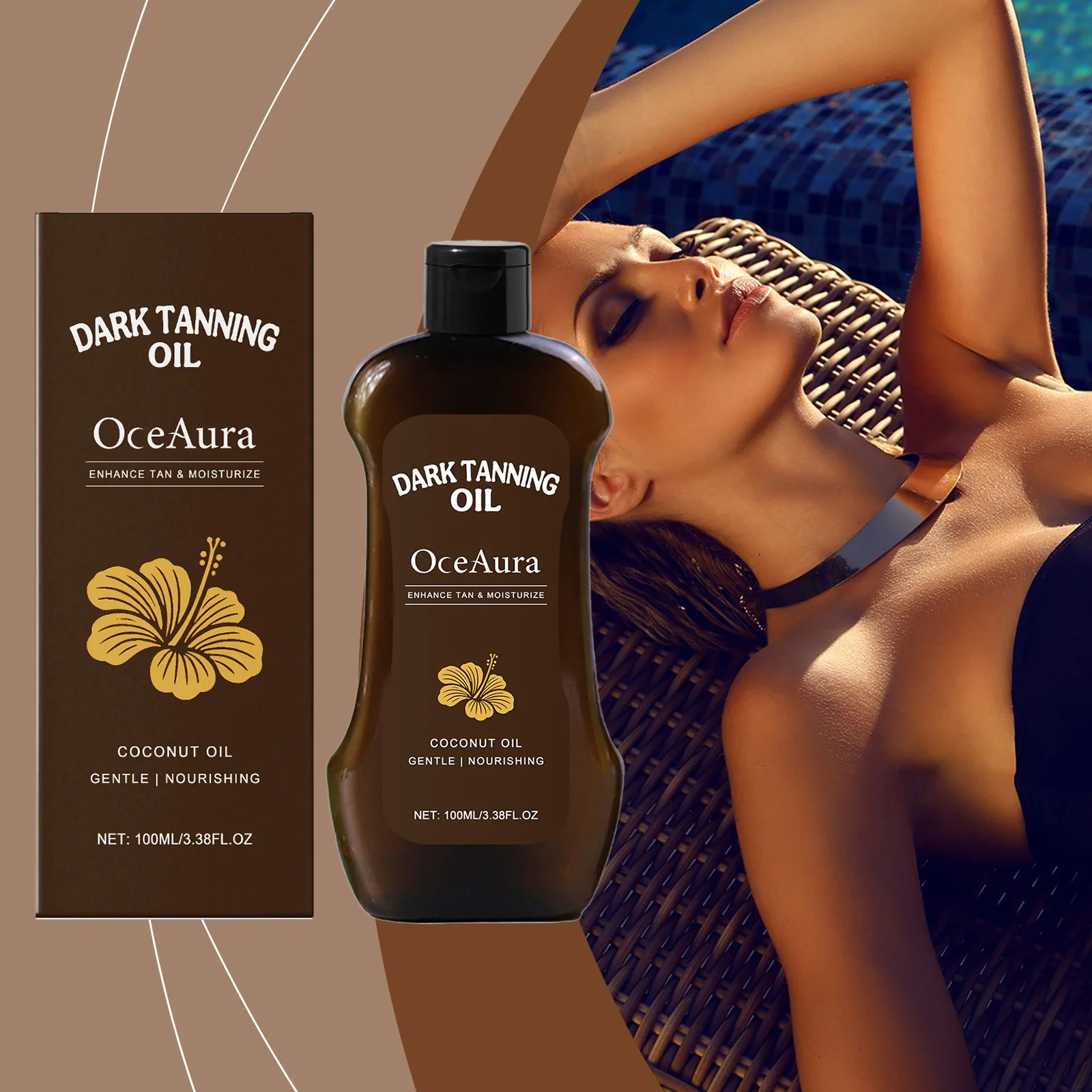 

OCEAURA Body Beauty Black Essential Oil Firm Skin Help Tanning Deep Hydrate Massage Brightening Luster Body Darken Essential Oil