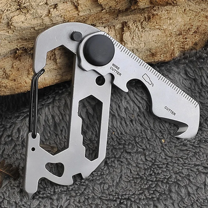 Portable EDC Tool Keychain Pendant Gift Multifunctional Outdoor Cutting Tool with Scale Bottle Opener 6 Angle Wrench Screwdriver