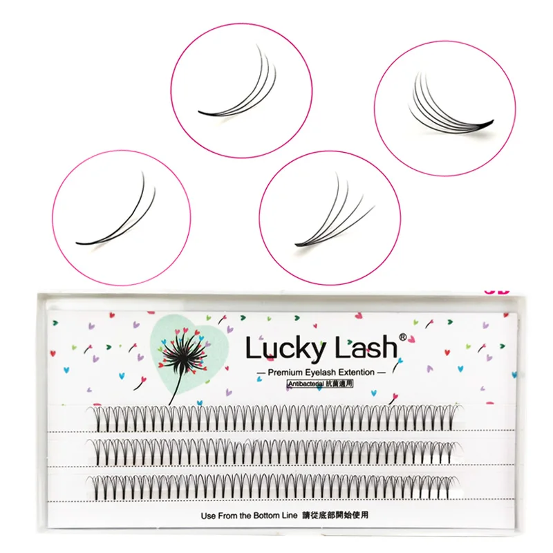 Lucky Lash Short Stem Russian Volume Eyelash Extensions 3D 4D 5D 0.10 D Curl Eyelash Bouquets Volume False Eyelashes Makeup