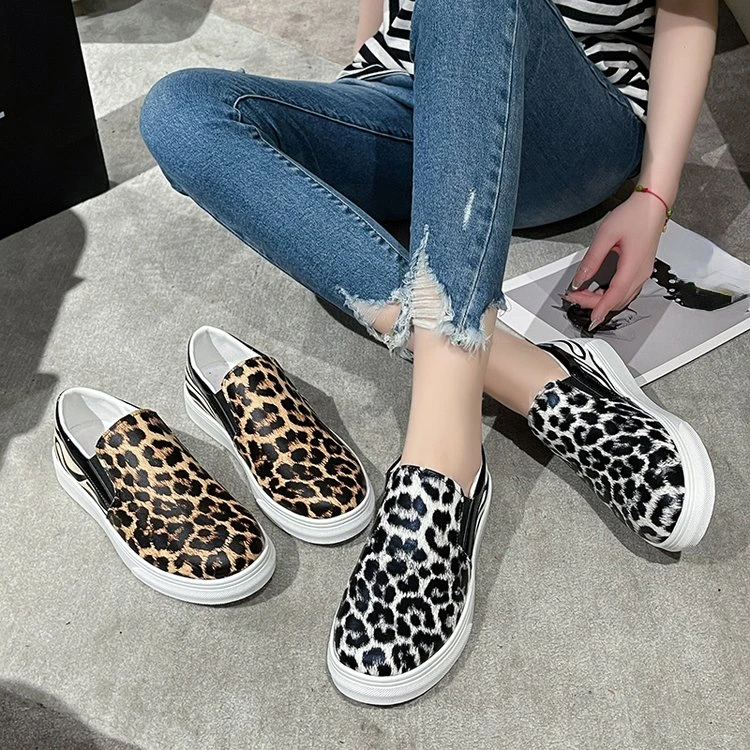 Women\'s Casual Canvas Slip on Sport Shoes 2023 New Spring Fashion Designer Leopard Print Sneakers Loafers Ladies Flat Shoes