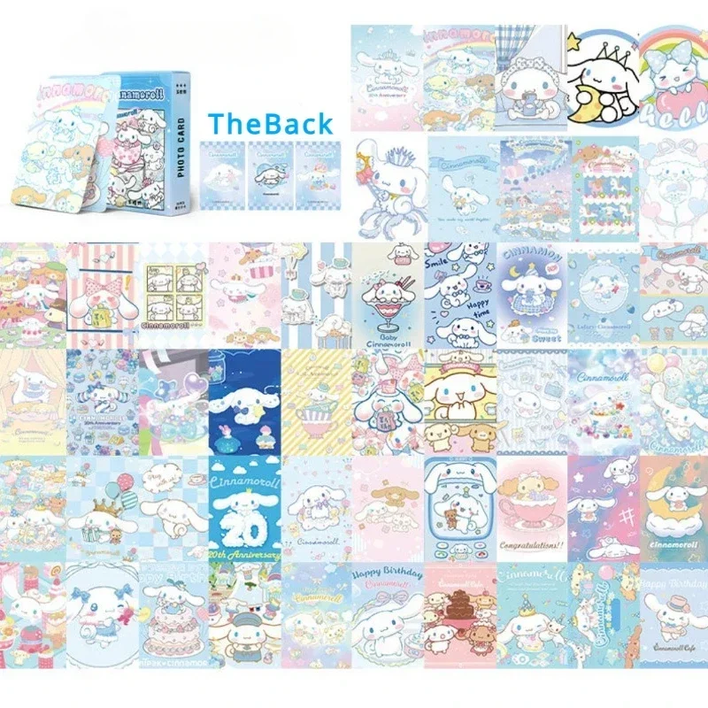 50 pz Anime giapponese Sanrio Card Laser Photo Card Kuromi Melody Cinnamoroll Pachacco Room Decoration Cartoon Card regalo per bambini