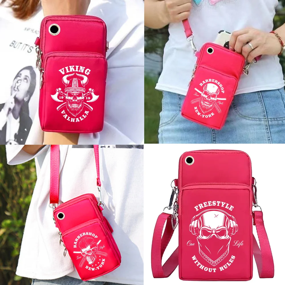 

Mobile Phone Bags Universal Arm Purse Outdoor Sports Accessories Skull Series for IPhone/Huawei/Samsung Cell Bag Storage Wallet