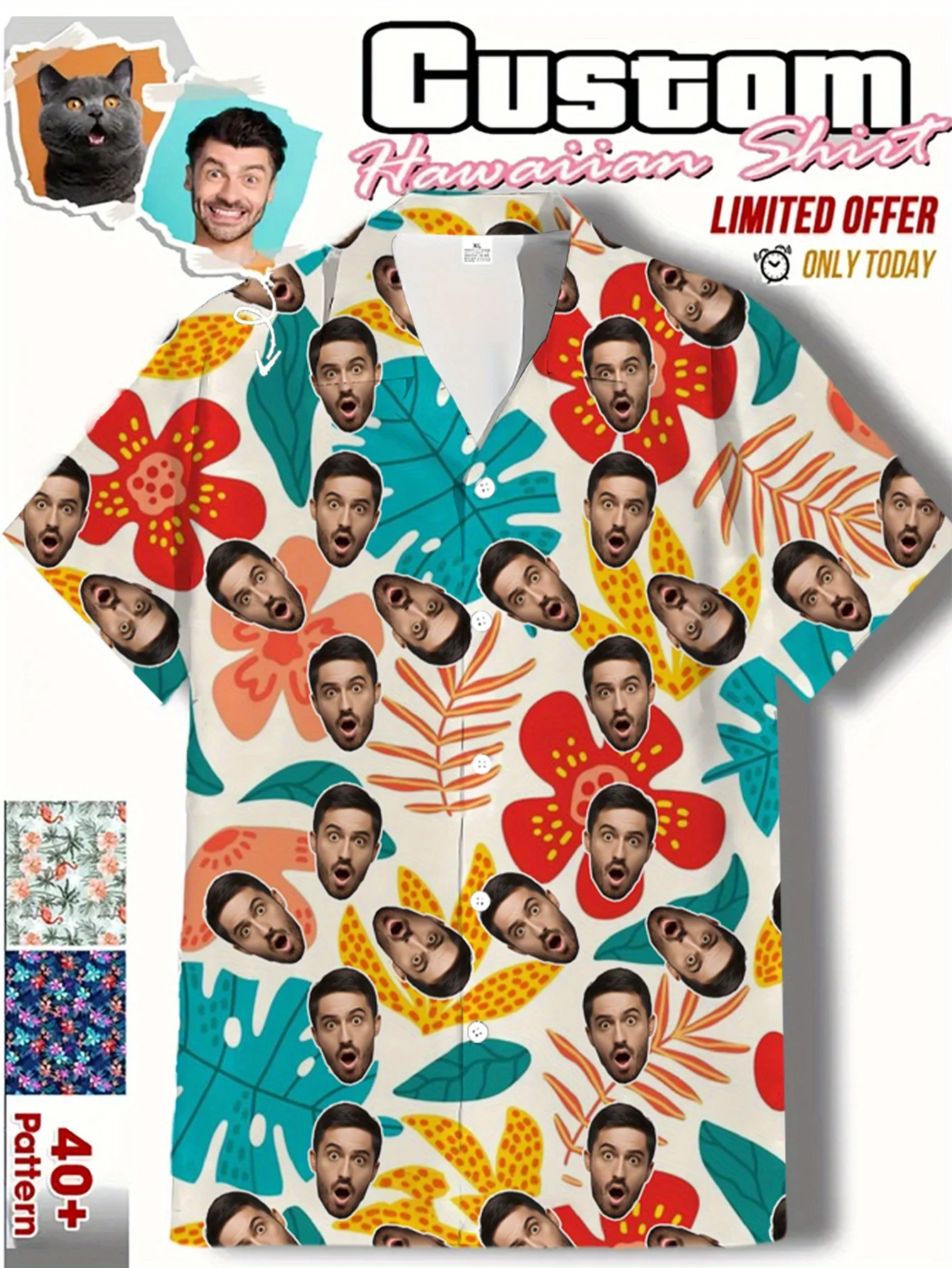 Free Custom Photo Face Team Hawaiian Man Shirts Coconut Tree Pattern Shirts For Man Women Clothing