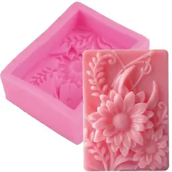 3D Square Rose Flower Silicone Soap Mold Handmade Relief Chrysanthemum Plaster Resin Making Kit DIY Cake Decoration Baking Tools