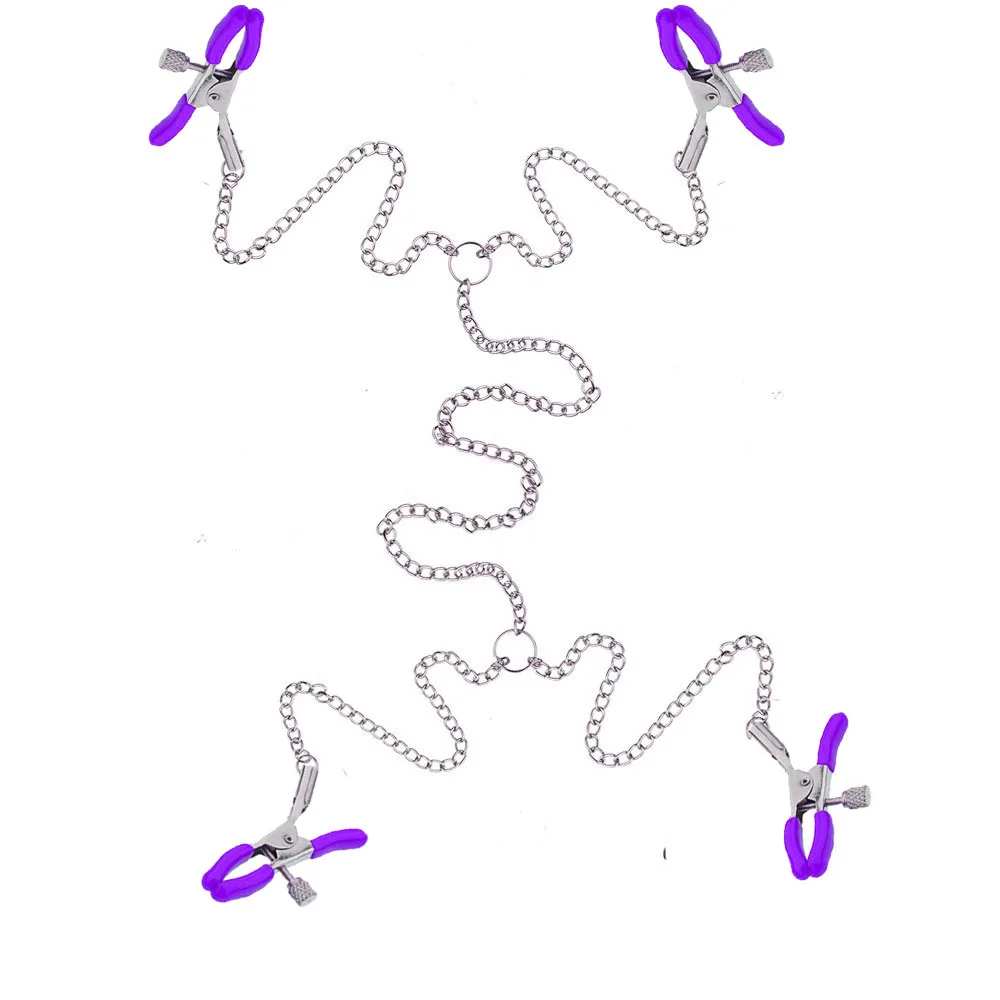 Adult products I-shaped nipple clip Fun nipple clip Clitoris G-spot chain clip Regular 3-head 4-head I-shaped clip