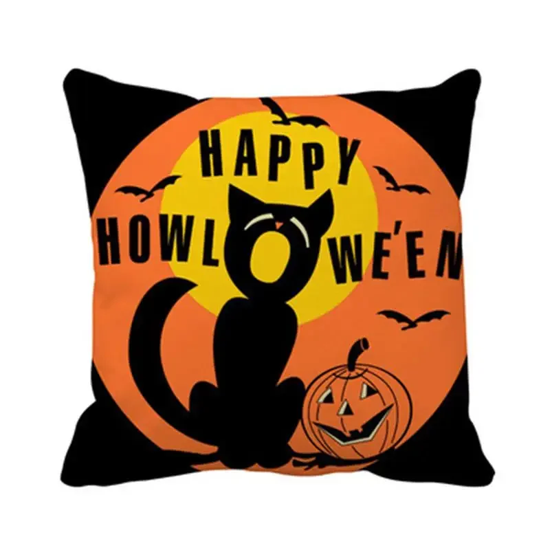 45x45cm Halloween Cartoon Pumpkin Horror Bat Ghost Pillowcase Home Halloween Decoration Cozy Sofa Cushion Cover Pillows Case