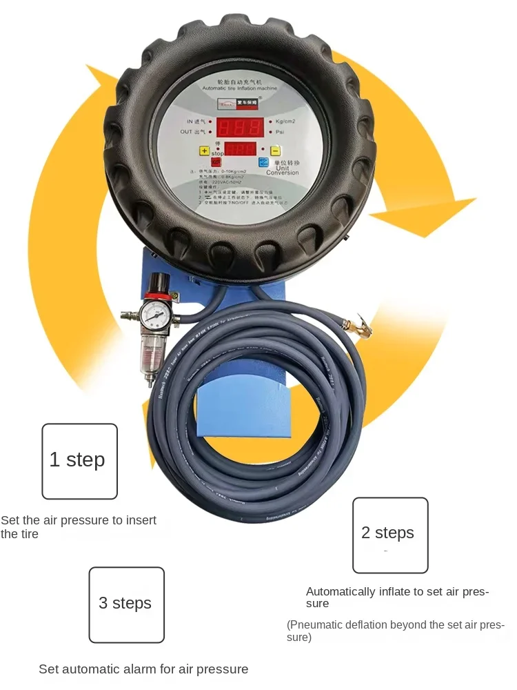 Auto tire shop fully automatic tire inflator vertical wall mounted digital display inflator