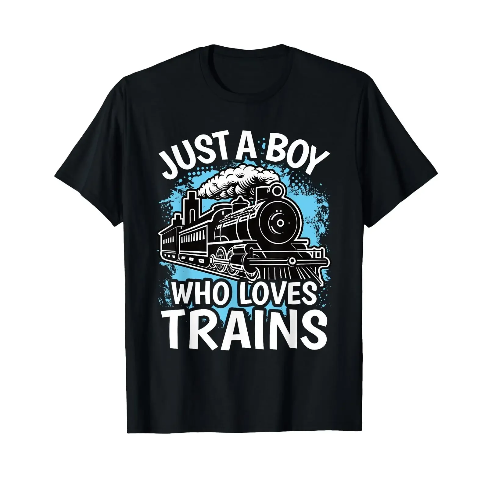 Just A Boy Who Loves Trains Railroad Conductor Funny Kids T Shirt vintage Washed Stretched homme Slightly Unisex Stylish