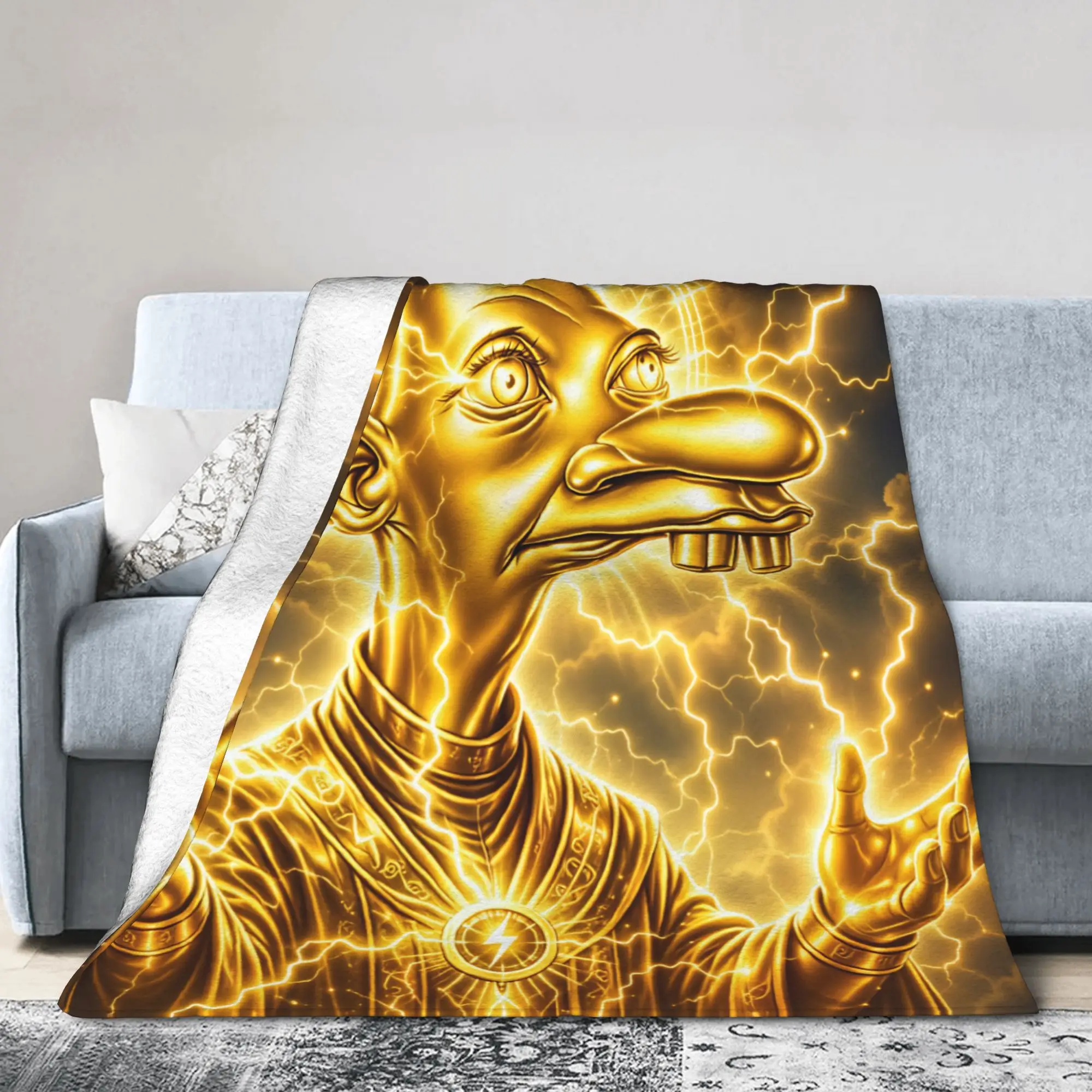 Neggy Golden Wizard Robe Golden Lightning Halo Flannel Blankets  Soft Warm Bedding Throws for Bedroom Bedspread Sofa Bed Cover
