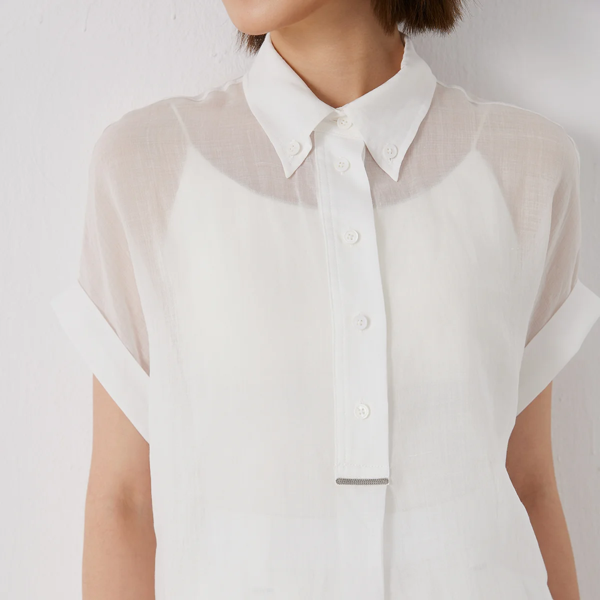 K3133X Women's Polo Collar Short Sleeve Shirt High Quality Linen Blend Fashiona… - Image 5