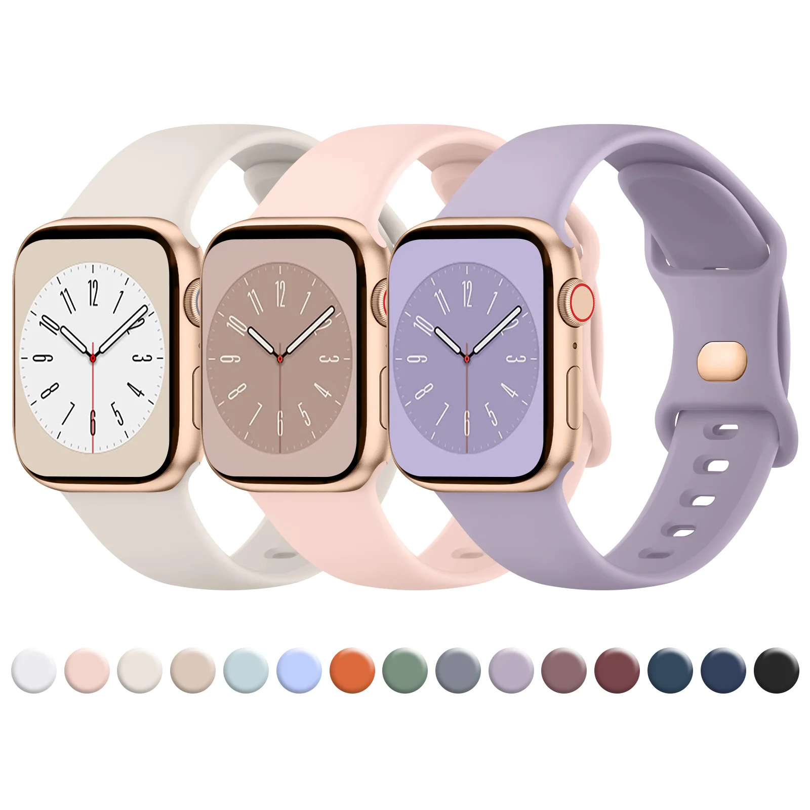 3 unids/lote correa de silicona para Apple Watch 9 8 7 6 5 4 3 SE banda para IWatch Ultra/2 49mm 45mm 44mm 42mm 41mm 40mm 38mm correa de reloj