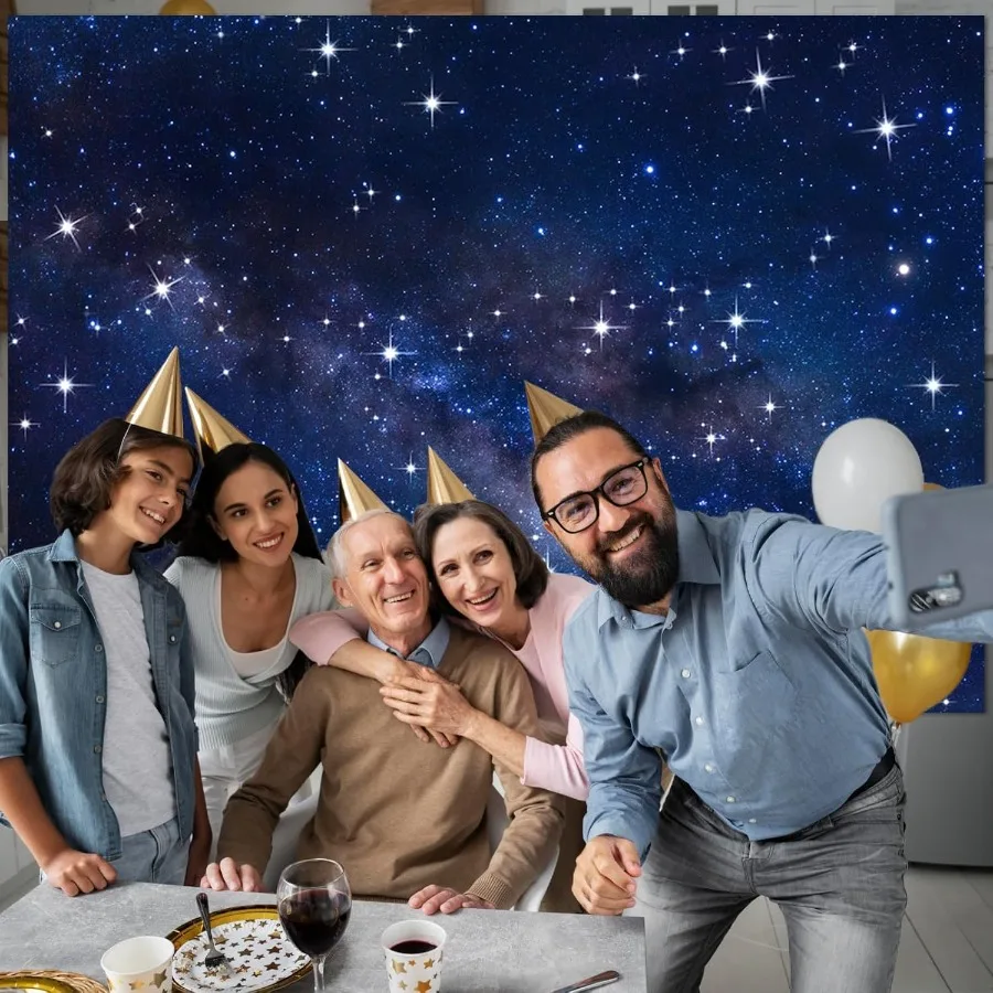 Aveza Starry Night Sky ฉากหลังด้านนอก Galaxy วันเกิดพื้นหลัง 8x6ft เนบิวลาดาวธีมปาร์ตี้ Drations สําหรับ Boy