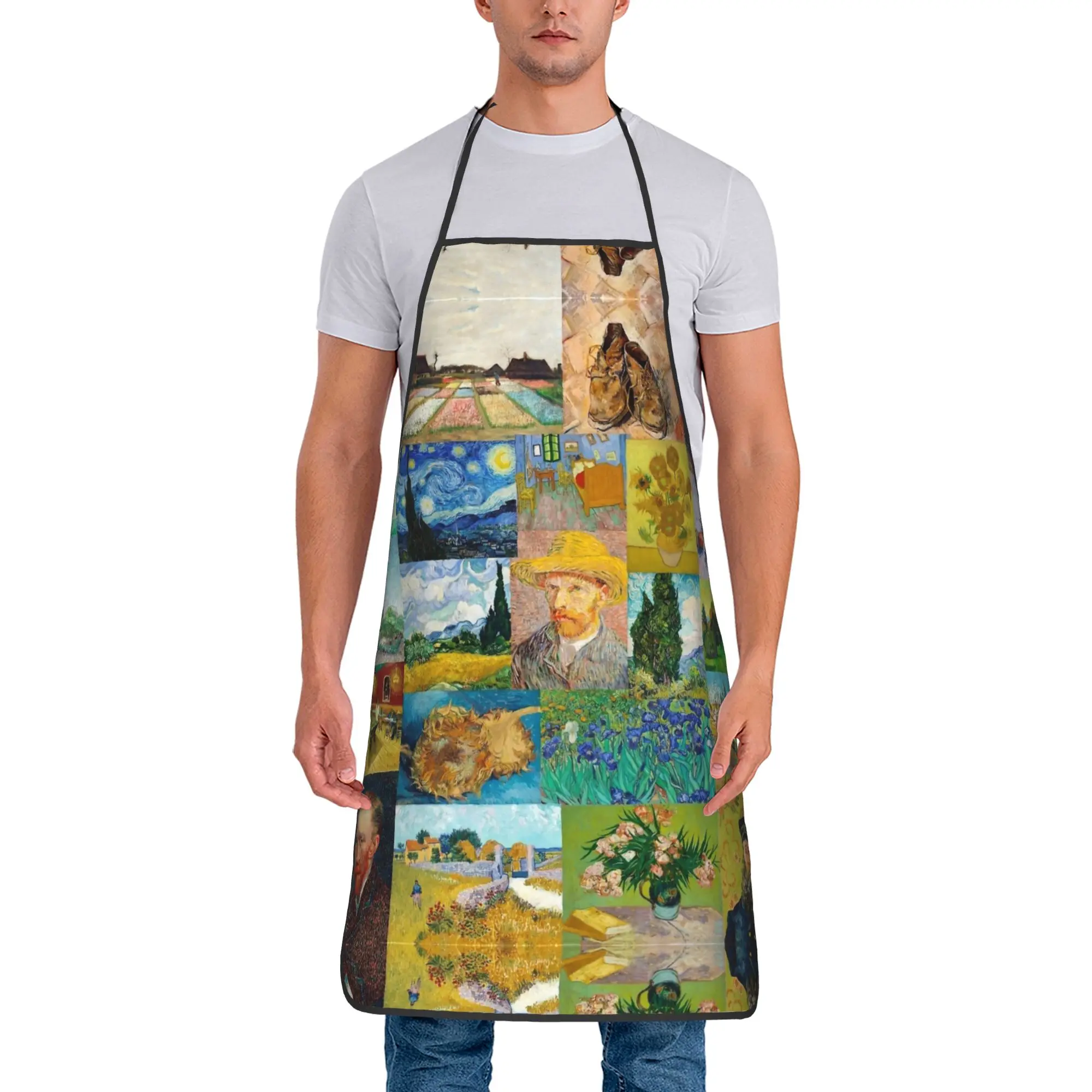 Van Gogh Apron  Barbecue Barber Kitchen Accessories Fashionable Cleaning Aprons without Pocket