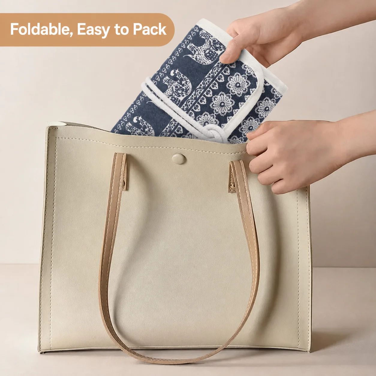 Canvas Tool Organizer Foldable Crochet Hooks Storage Bag Crochet Accessories Bag Easy To Clean Canvas Crochet Organizer
