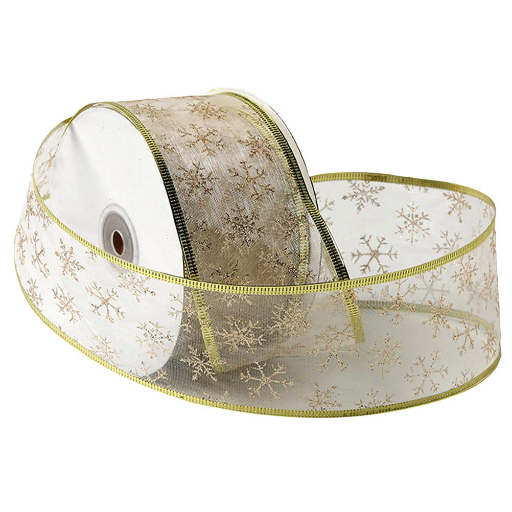 

Christmas Ribbon Holiday Ribbon Tree Gift Wrapping Golden Polyester Yarn Elegant Luster Decorative Craft Holiday Winter
