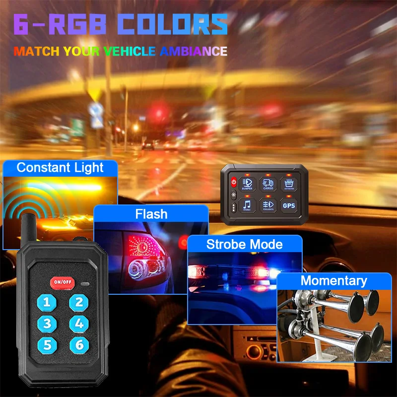6/8 Gang RGB Switch Panel Led Work Light Bar Switches Box Controller for Universal Cars Truck Boat UTV 4X4 4WD