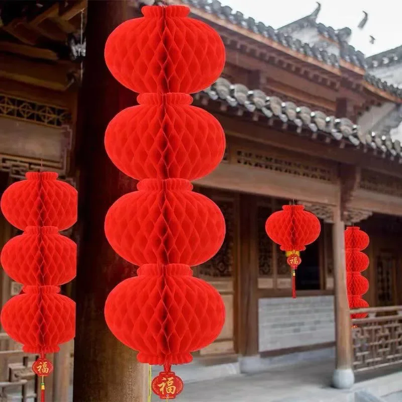 50Pcs Chinese Style New Year Lanterns 6 Inch Red Paper Lantern Spring Festival Party Christmas Decoration New Year Decor Supply
