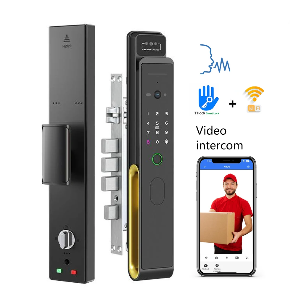 

July008 Eseye Automatic Fingerprint Electronic Digital Tuya 3D Face Recognition Cards Keys Smart Door Lock TTlock Wifi Hotel Ap