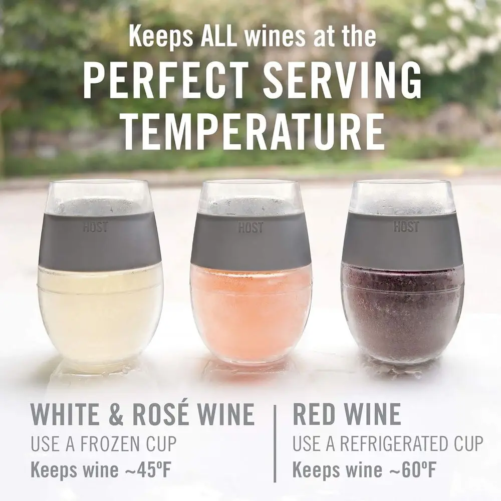 Double Wall Insulated Plastic Wine Cooling Cups Set of 2 with Gel, 8.5 oz Grey - view 3