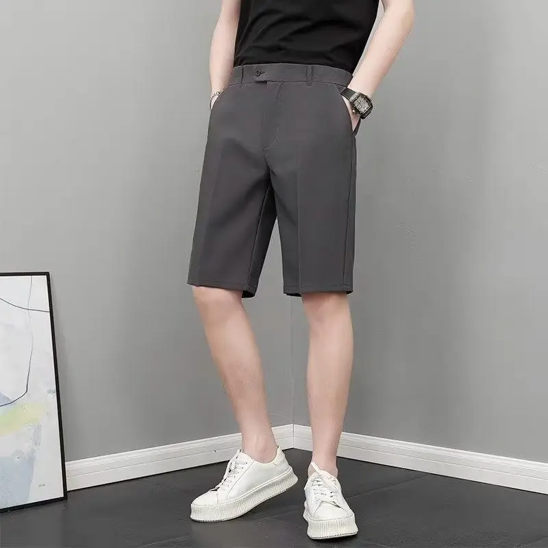 2023 Men's Clothing Fashion Casual Man Loose High Waist Zipper Summer Thin Straight Simplicity Handsome Solid Color Cargo Shorts