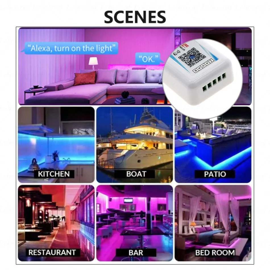 Tuya WiFi RGB CCT Controller DC5-24V 18A 5CH PWM segnale Smart Voice Music Dimmer per 5050 2835 RGBCCT RGBWC Color Strip Light