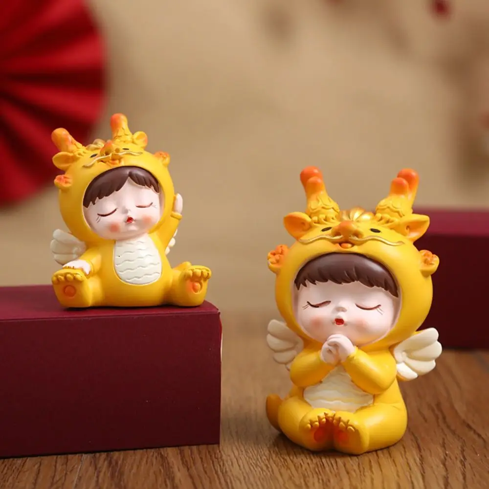 Resin Dragon Baby Ornament Cartoon Chinese Zodiac Dragon Figurine Delicate Chinese Spring Festival Cartoon Dragon Crafts