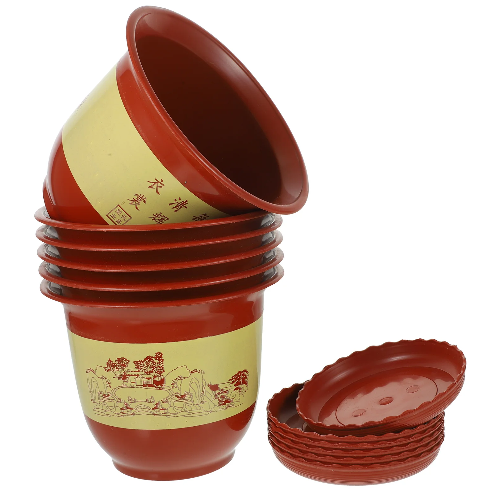 

6Sets Gallon Plastic Plant Pots Orchid Planter with Saucer Indoor Outdoor Nursery Flower Pots Breathable Planter for Succulents