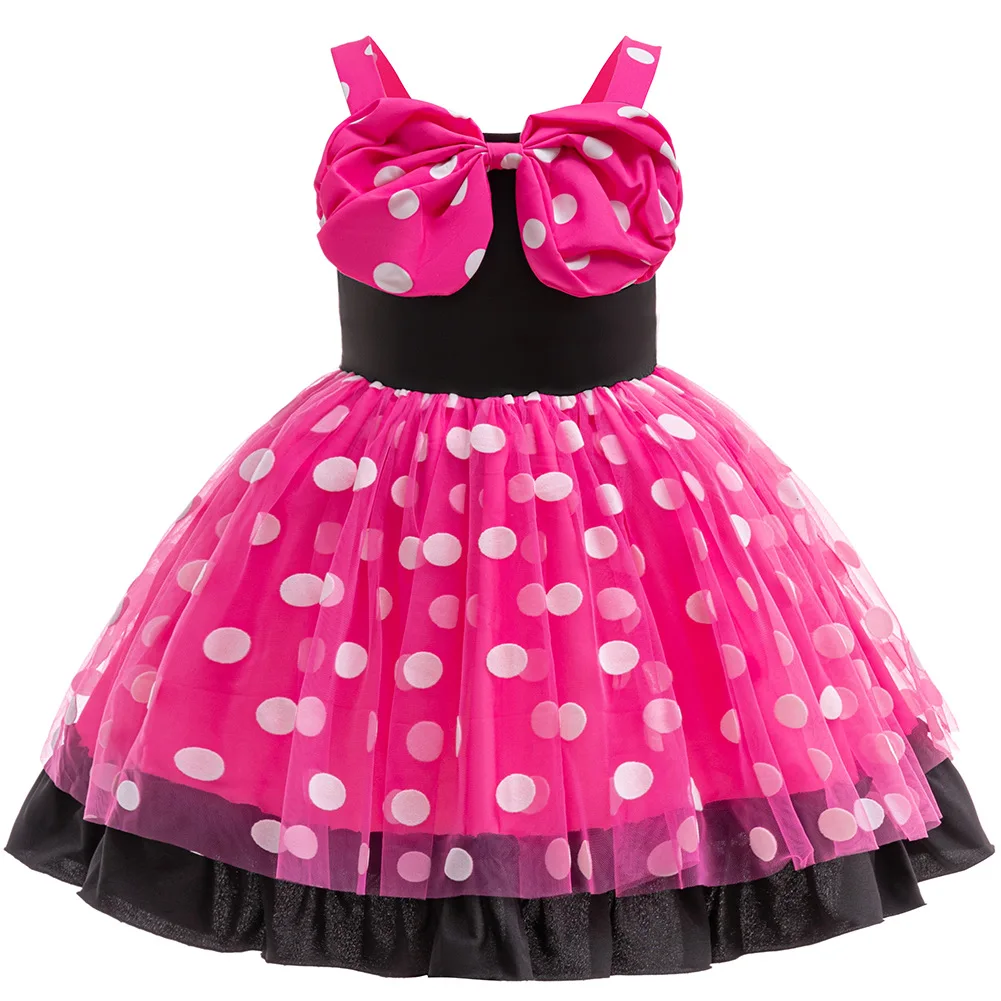 Children's Day Girls Cute Princess Dress WIith Bowknot Headband Kids Minni Polka Dot Gown For Birthday Party Carnival Costume