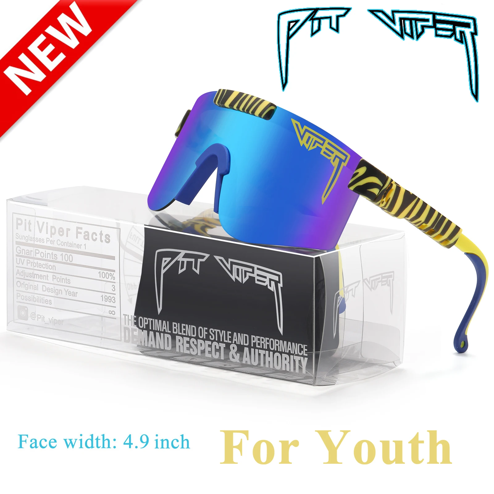 Original Box Youth Cycling Sunglasses Boys Girls Kids Pit Viper Sun Glasses Baseball Softball Eyewear Outdoor Shades Sport