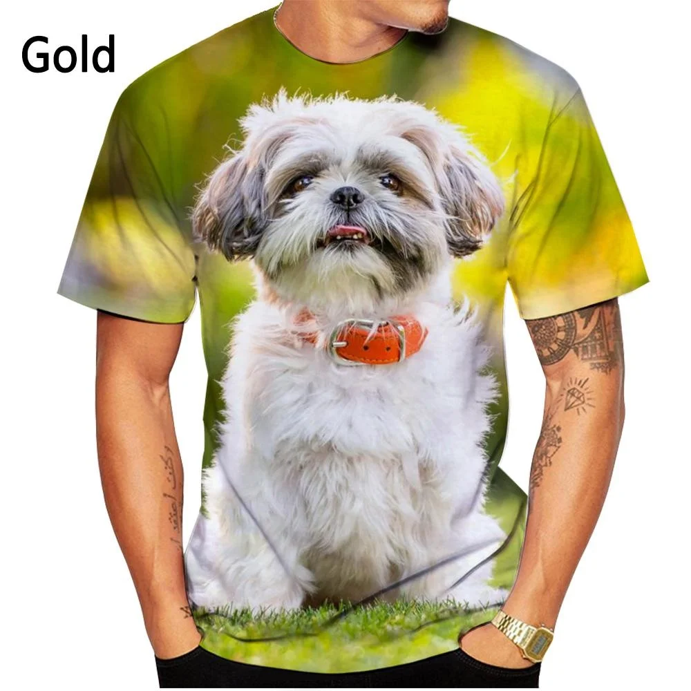 New Fashion Cute Shih Tzu Dog 3D Printed T-shirt Men\'s and Women\'s Summer Casual Short-sleeved Animal Shirt Top