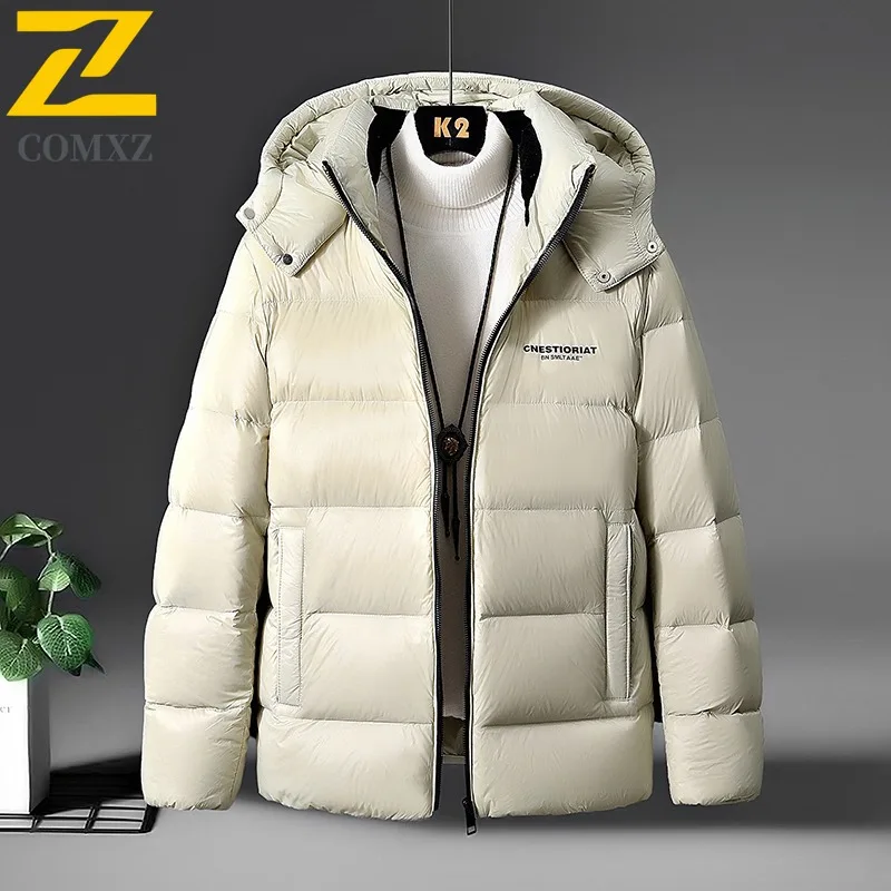COMXZ Men Winter Jacket Warm Thick Korean Style Commuting Cotton Padded Jacket Skiing Cold-Resistant High-Quality Puffer Jacket