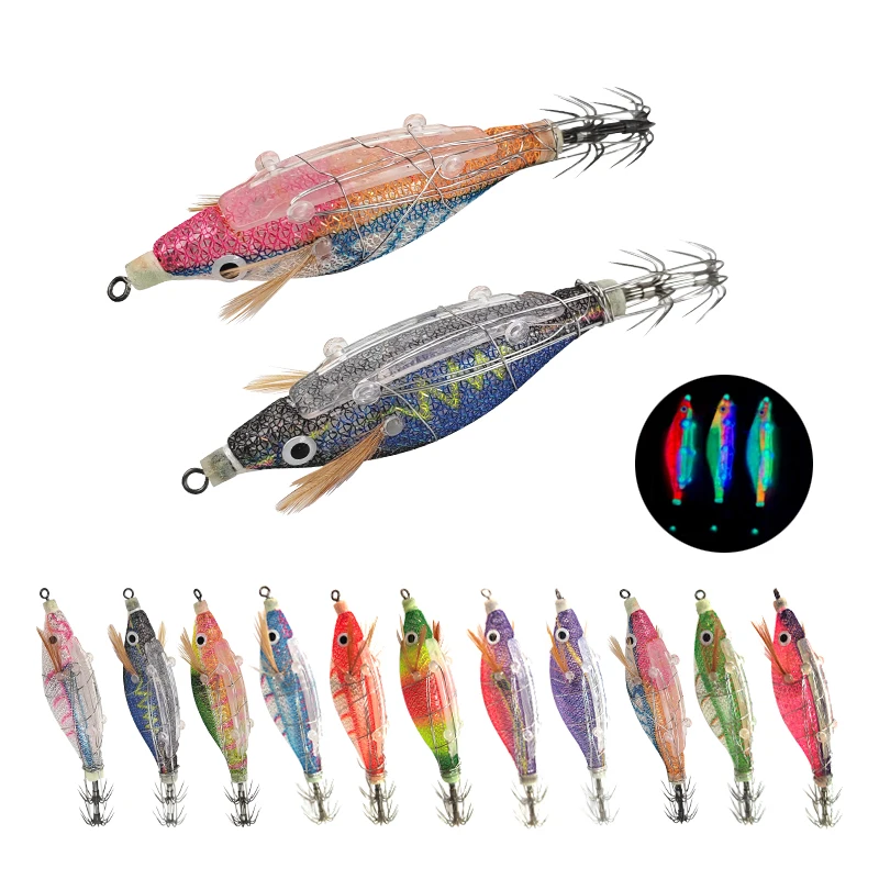 1pcs Squid Lure Luminous Squid Jig 2.0# 85mm 8.2g Artificial Bait For Webfoot Octopus Egi Cuttlefish Sea Fishing Lures