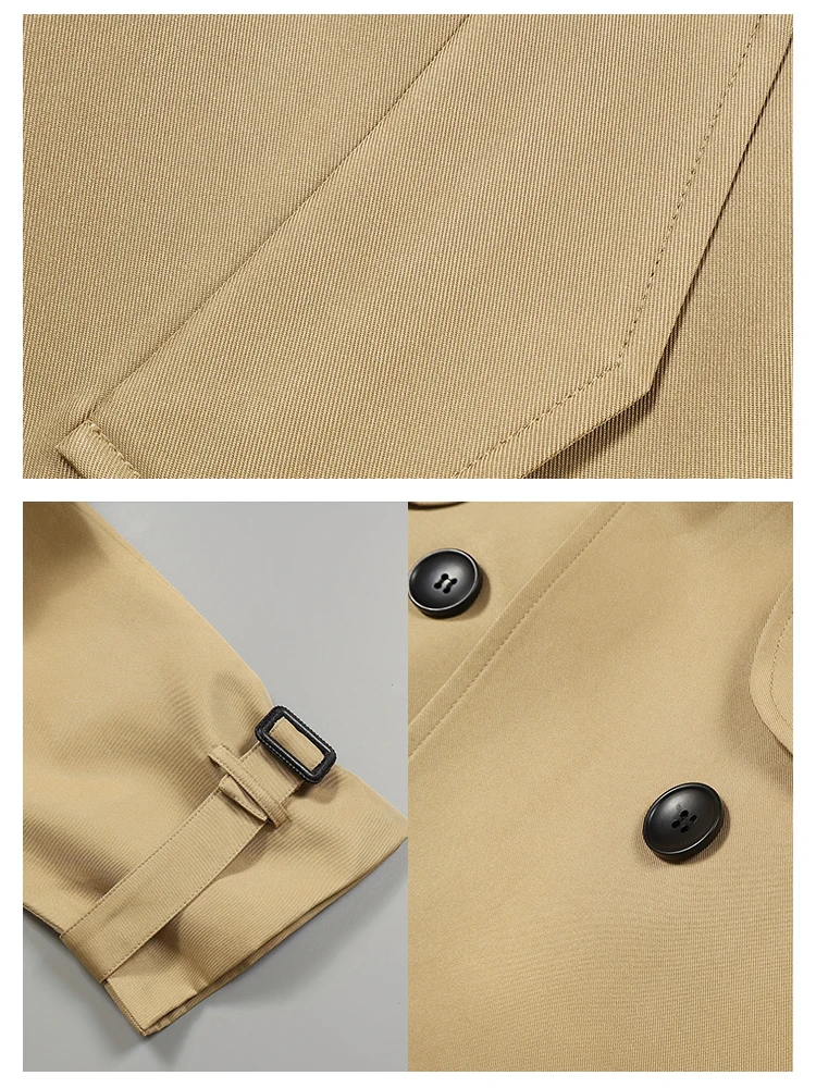 2024 Autunno e inverno nuovo colore solido doppia fila di bottoni per allungare il trench stile semplice con cappotto con risvolto in vita