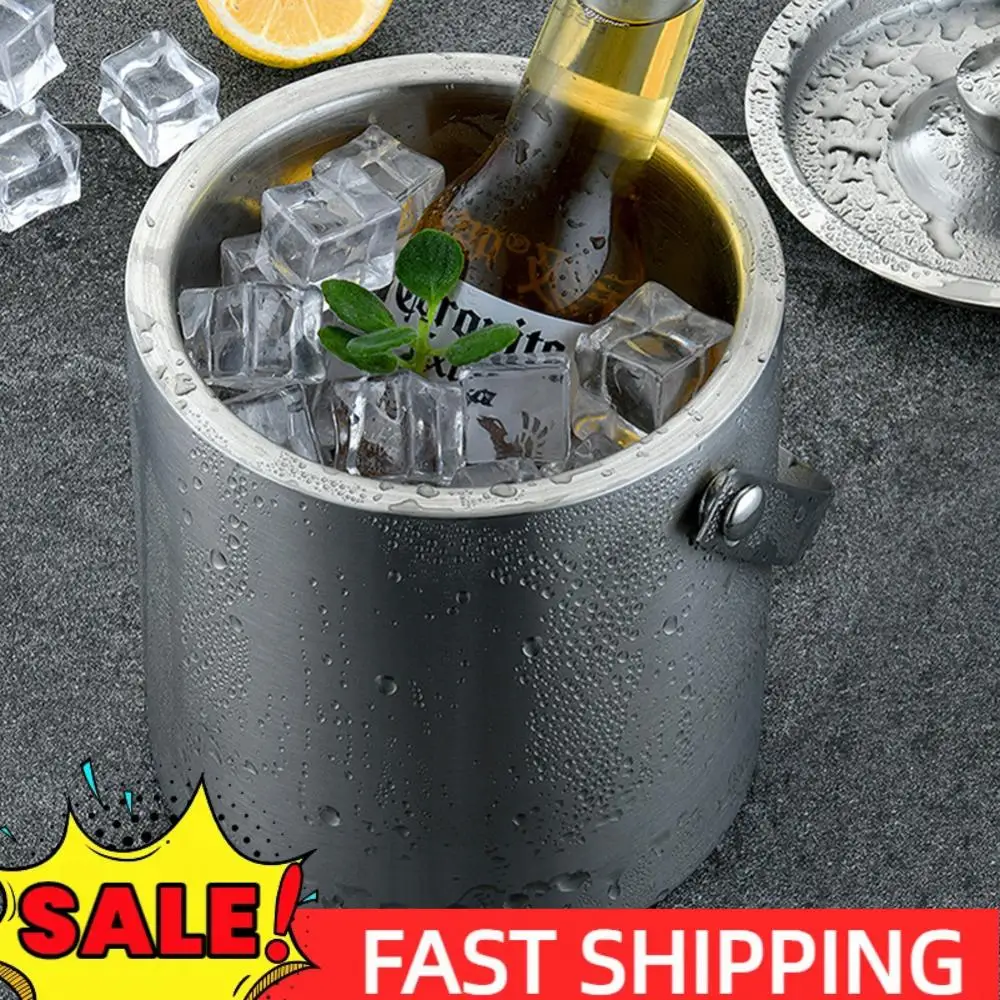

Double-Wall Stainless Steel Ice Bucket with Lid Ice Cube Container Cooler Bucket Great for Home Bar Chilling Beer Champagne Wine