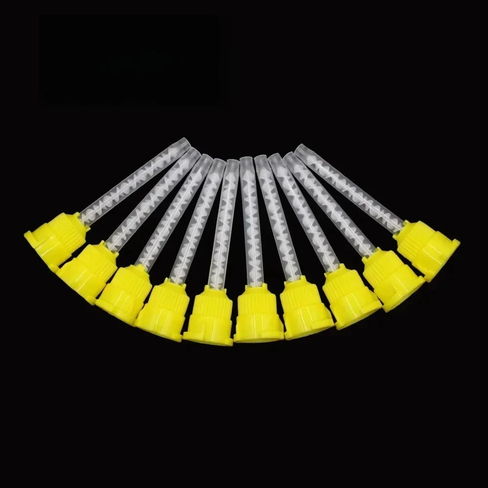 Picture 6: 100Pcs Dental Mixing Tips Disposable Mixers Yellow 1:1 Yellow Mixing Tips Disposable Dentistry Bozzles Mixing Tube