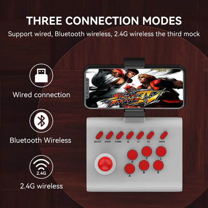 2.4G Wireless Controller Arcade Game Stick Joystick Bluetooth-Compatible Gamepad For Switch For PS4 PS3 Ultimate Pandora Box