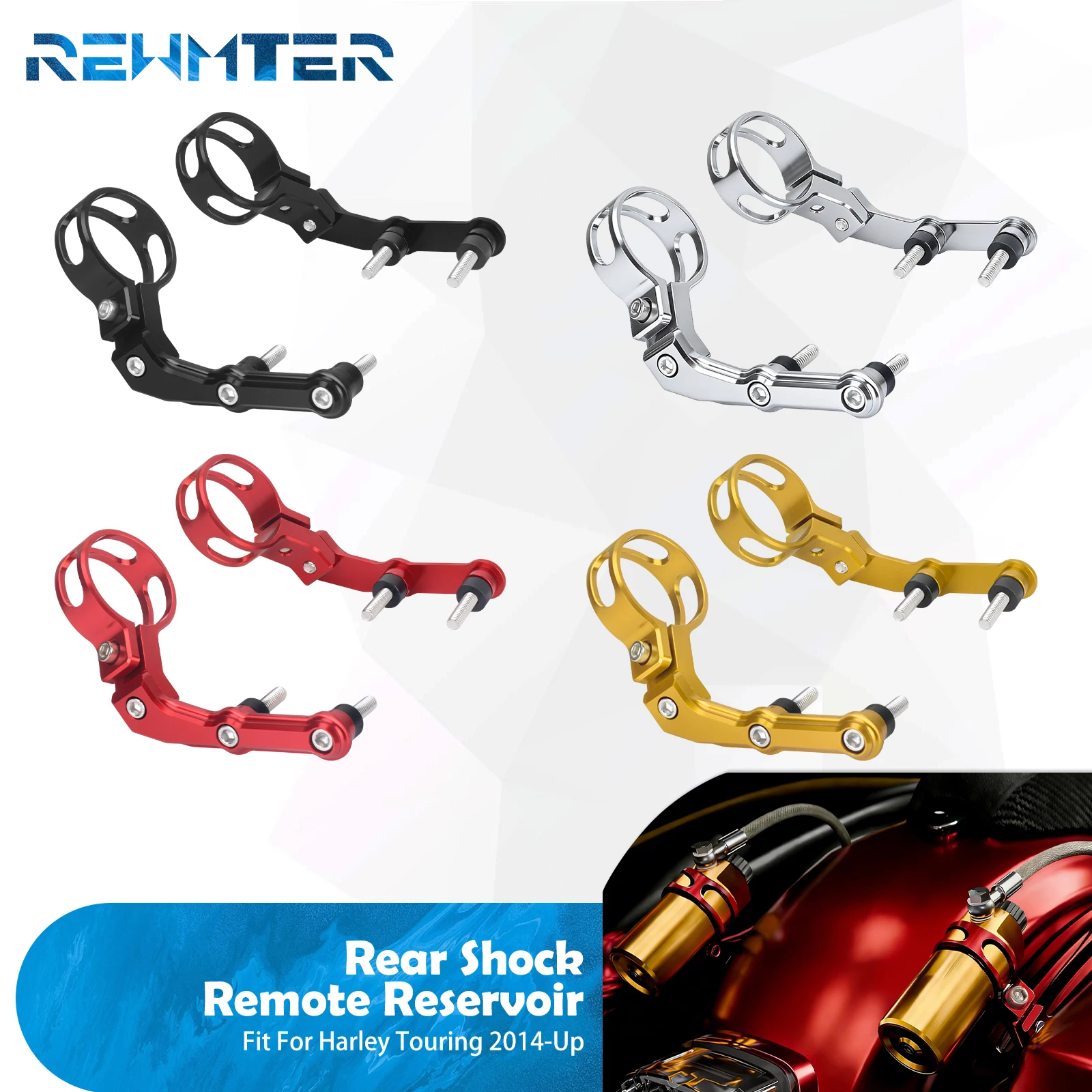 Motorcycle Shock Absorber Remote Reservoir Mounts Clamp For Harley Touring Baggers Road Street Electra Glide Road King 2014-Up