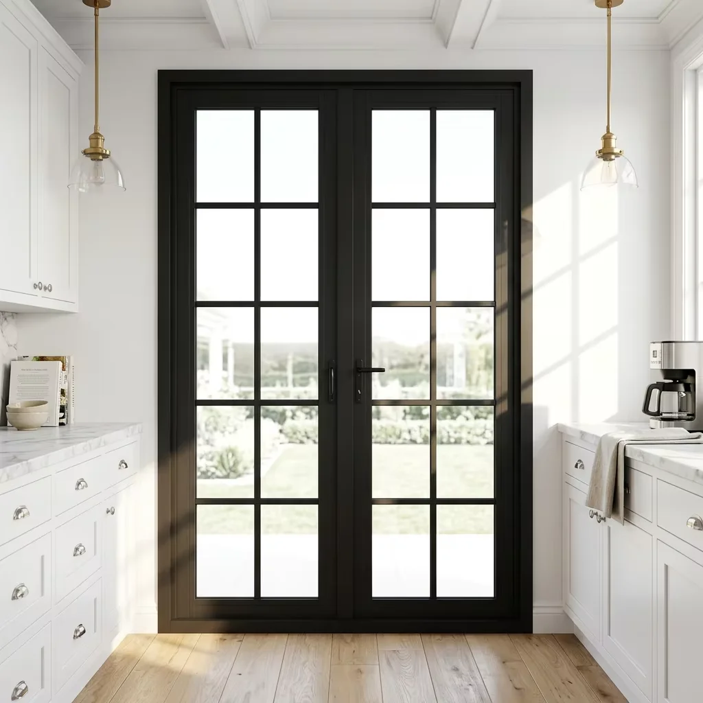 AS2047/AGWA Australia Standard AS1288 Double Glazed Modern Black Thermal Break Aluminum French Luxury Villa Casement Door