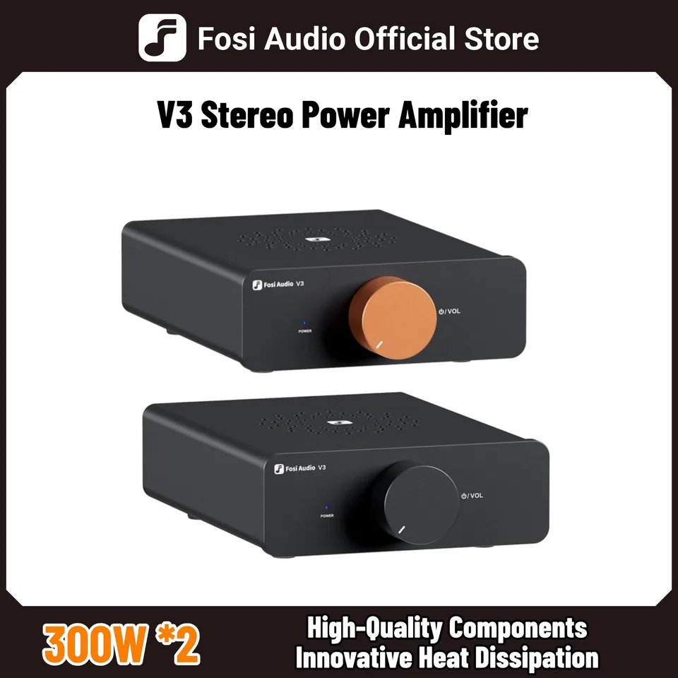 【未使用に近い】Fosi Audio V3 パワーアンプ Fosi Audio V3ステレオパワーアンプ 300W×2 TPA3255 クラスDミニアンプ