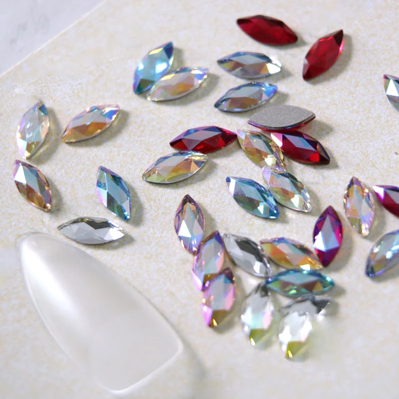 

Хрустальное стекло, натуральная 2201 Navette, плоская задняя часть, без исправления, стразы, блестящие стразы для женщин, дизайн ногтей, ткань с драгоценными камнями, украшение