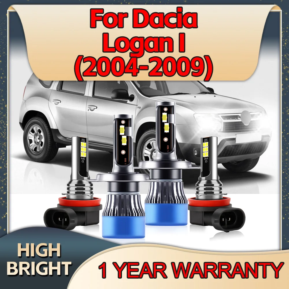 

4Pcs LED 30000LM H4 Car Headlight Fog Lights H11Bulbs 180W 6000K High Power For Dacia Logan I 2004 2005 2006 2007 2008 2009