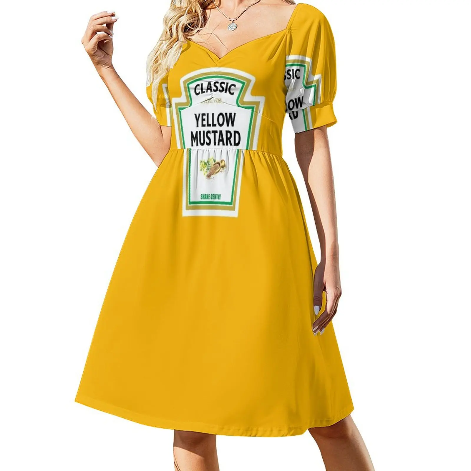 Mustard Halloween 2023 Costume Matching Family Group Couple Mayo Ketchup Short Sleeved Dress party dresses woman Dress