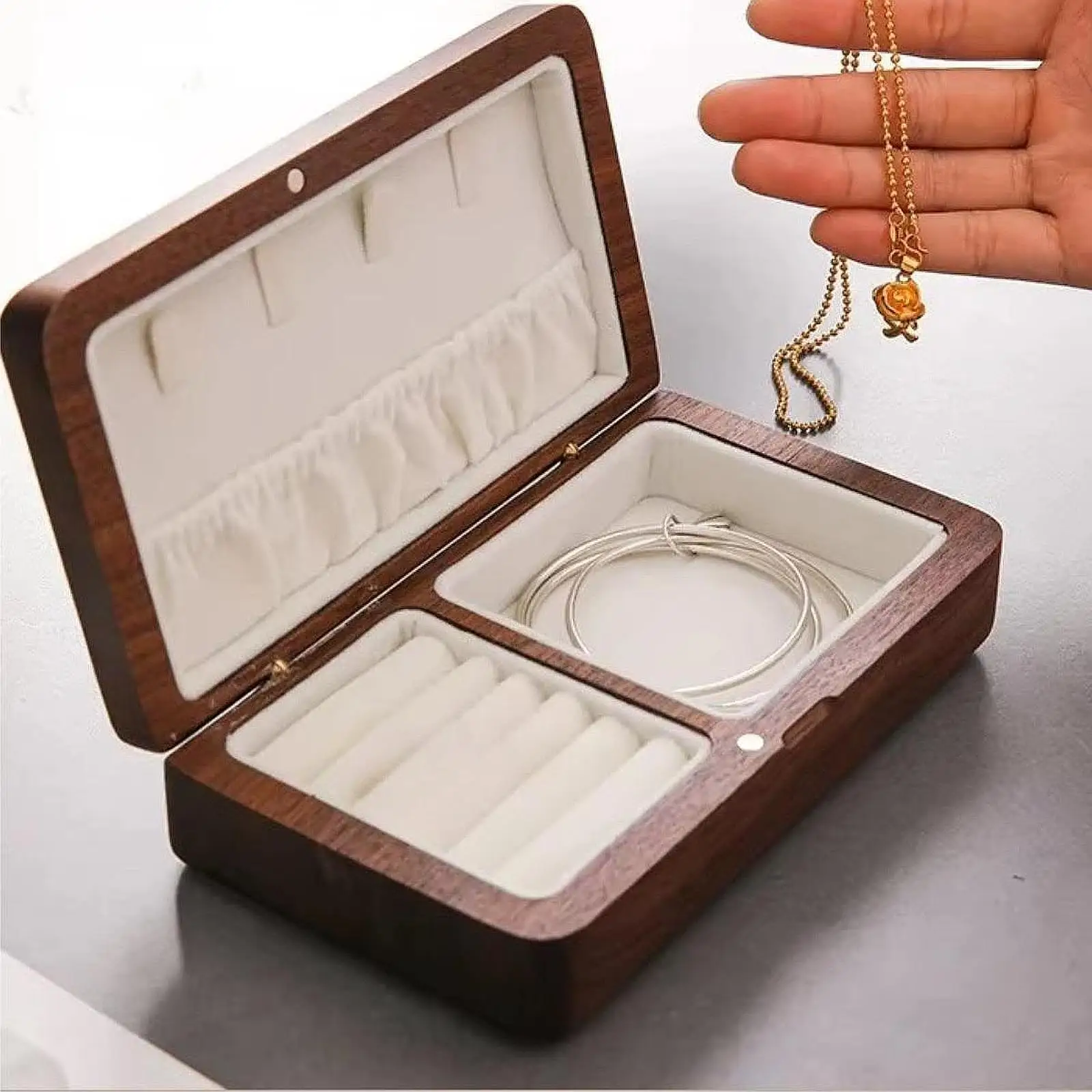 

Travel Jewelry Box for Women Organization Container Dustproof Trinket Box