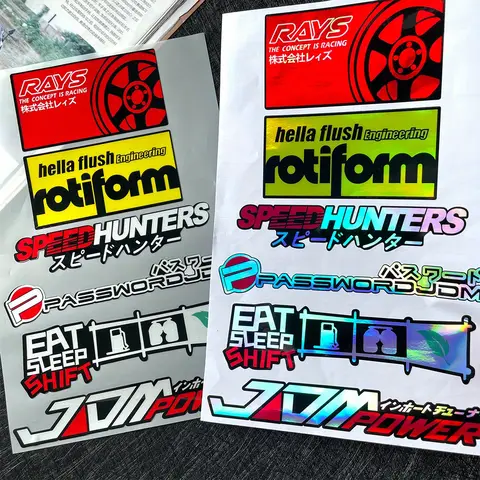 JDM Sticker Pack - RAYS, Rotiform, Speedhunters Logos, Holographic Vinyl Decals for Cars & Motorcycles