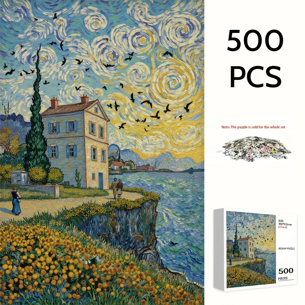 Puzzle da notte stellata di Van Gogh da 1000 pezzi - Grande cartone spesso 19,7x29,5 pollici con bordi senza cuciture, riproduzione iconica di Van Gogh