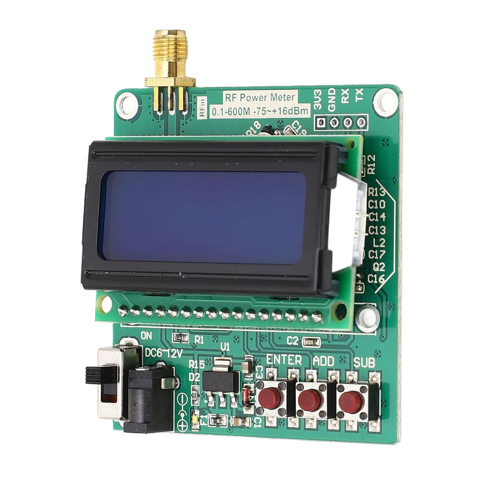 Digitaler HF-Leistungs messer mit einstellbarer Dämpfung, logarith mischer Detektor, -75 bis 16dBm, 6-12 VDC