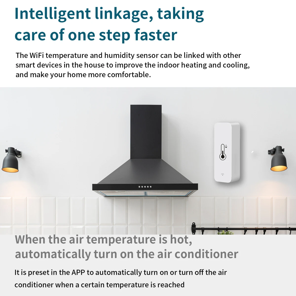 Sensore igrometro domestico WiFi, monitor del sensore di temperatura e umidità wireless per interni ed esterni, avvisi dell'applicazione remota