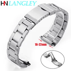 Correa de reloj de acero inoxidable para hombres y mujeres, correa de Metal de ajuste de ancho, accesorios de reloj universales, 16mm, 17mm, 18mm, 19mm, 20mm, 21mm, 22mm