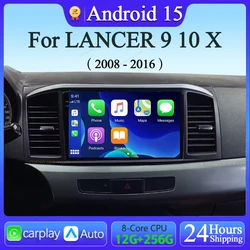 For MITSUBISHI LANCER 9 10 X 2008 2009 2010 2011 - 2016 9Inch Android 15 Car Radio Stereo Audio GPS Player Carplay Auto Screen