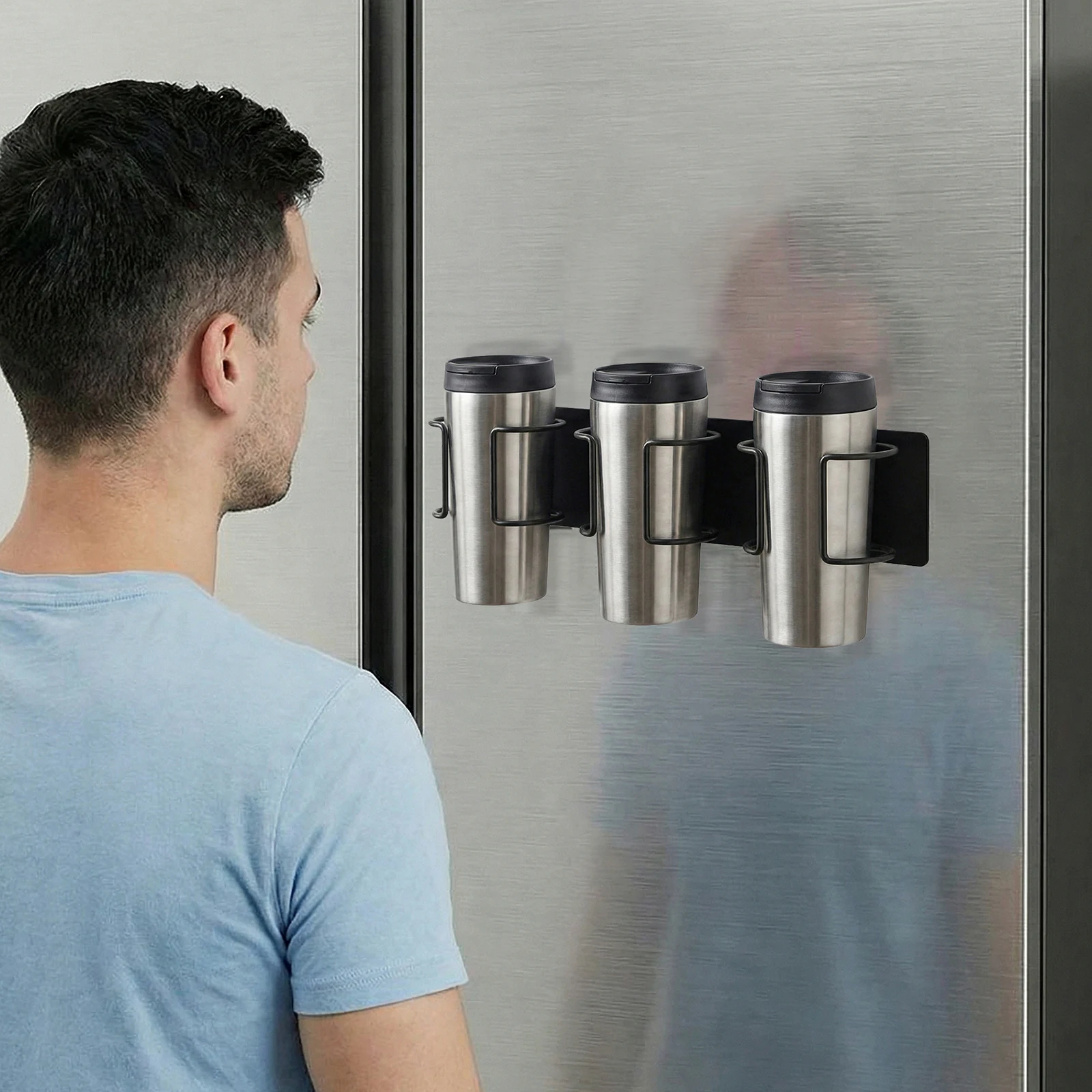 

Магнитный держатель для кружек Stanley 40 унций, органайзер для кухни и кладовой с 6 держателями и 6 подставками для крышек для холодильника